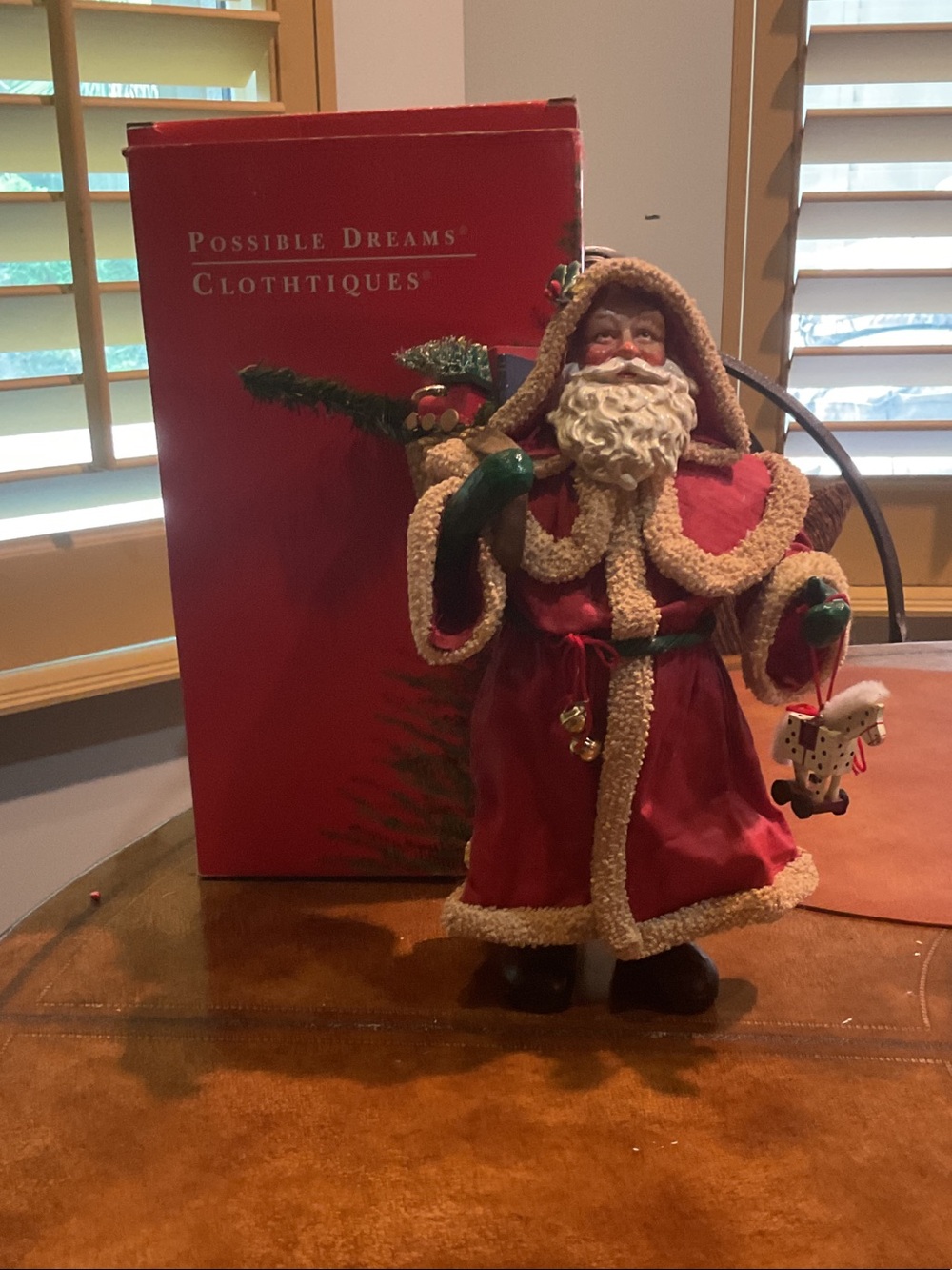 Possible Dreams “Christmas Cheer” Clothiques Red Santa Figure with Plush Trim
